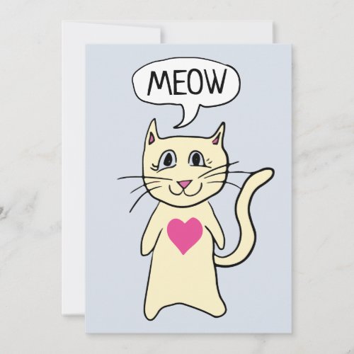 Cute Cat Meow I Love You Valentines Day Flat Holiday Card