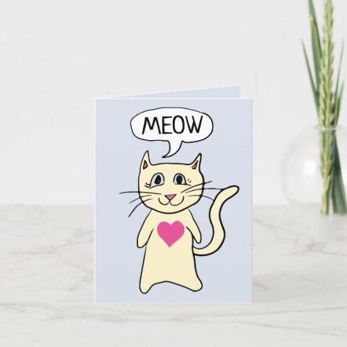 Cute Cat Meow I Love You Valentines Day Holiday Card