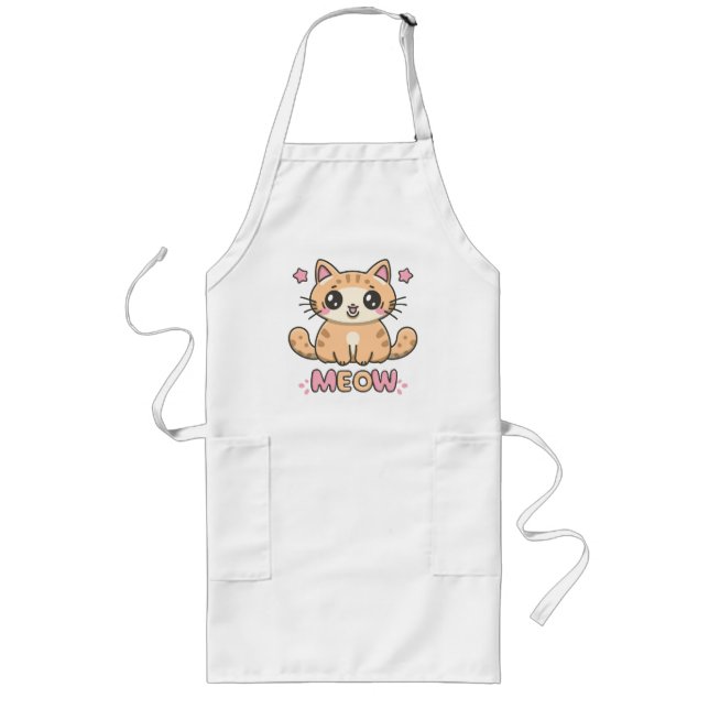 cute cat meow long apron (Front)