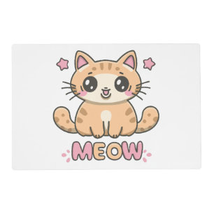 cute cat meow placemat