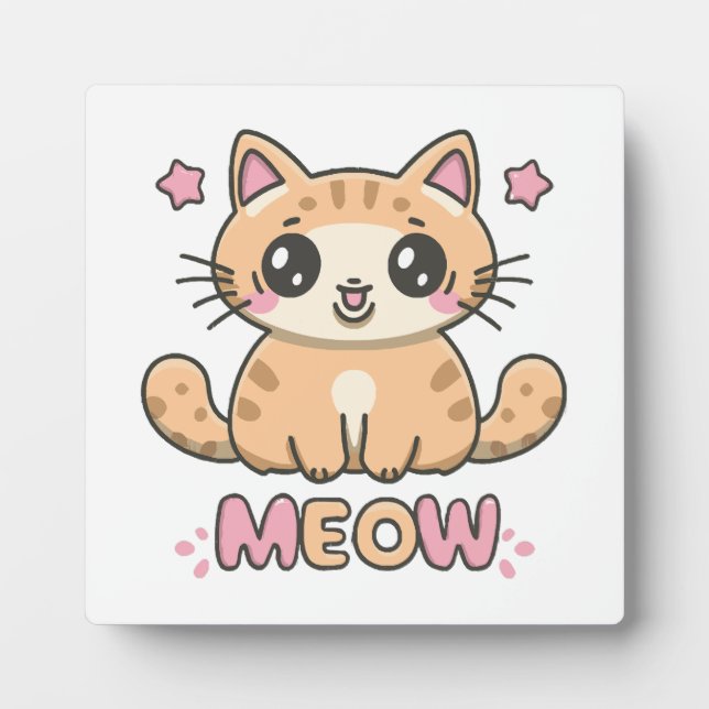 cute cat meow plaque (Front)