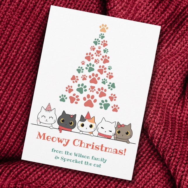 Cute Cat Meowy Christmas Holiday Card (Creator Uploaded)