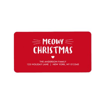 Cute Cat Meowy Christmas | Holiday Label