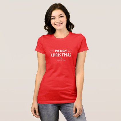 Cute Cat Meowy Christmas | Holiday T-Shirt