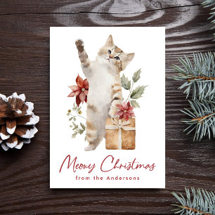 Cute Cat Meowy Christmas Non-Photo Holiday Card