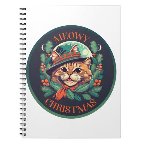 Cute cat Meowy Christmas   Notebook