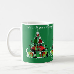 Cute Cat Meowy Christmas Tree Personalized Coffee Mug