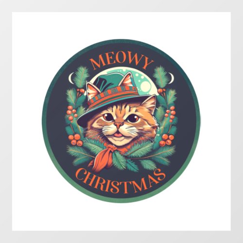 Cute cat Meowy Christmas   Wall Decal