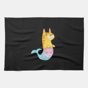 Cute Cat Mermaid Fish Swimming In Sea Gift Kitchen Towel