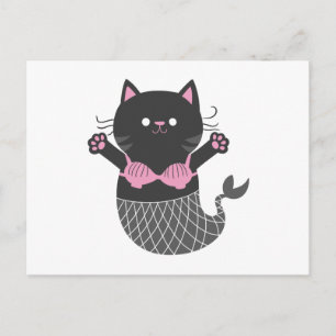 Cute cat mermaid silhouette - Choose back color Postcard