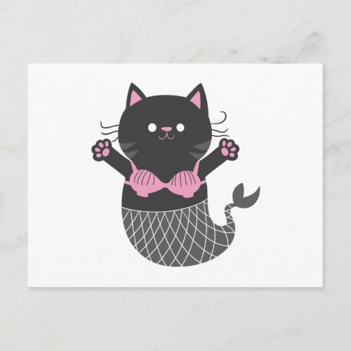 Cute cat mermaid silhouette _ Choose back color Postcard