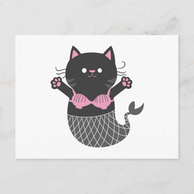 Cute cat mermaid silhouette - Choose back color Postcard (Front)