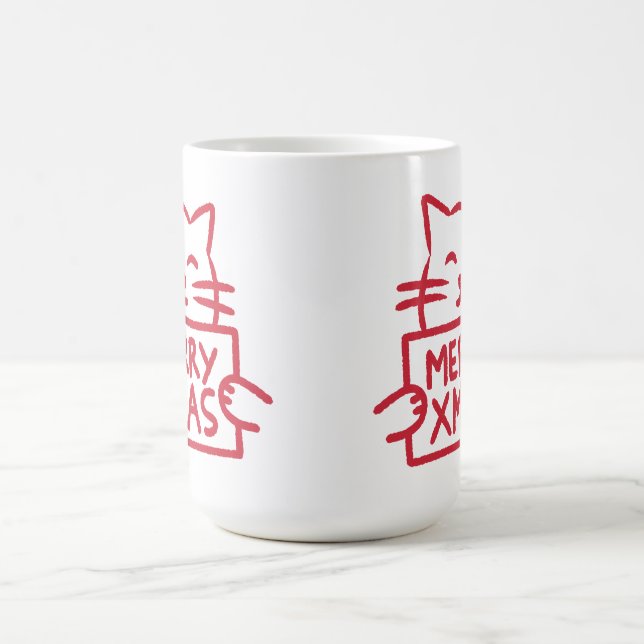 Cute Cat Merry Xmas Coffee Mug (Center)