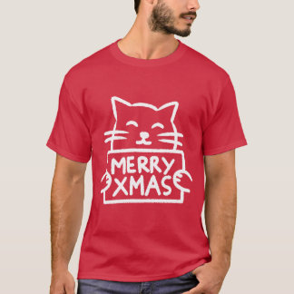 Cute Cat Merry Xmas T-Shirt