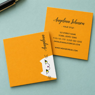 Cute Cat Minimalist Business Card Modern