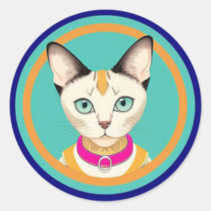 🐱 Cute Cat Mirror Style Gift For Cat Lover 🎁 Classic Round Sticker
