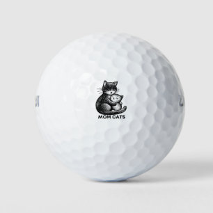 Cute Cat Mom Aesthetic Illustration Shirt Golf Balls