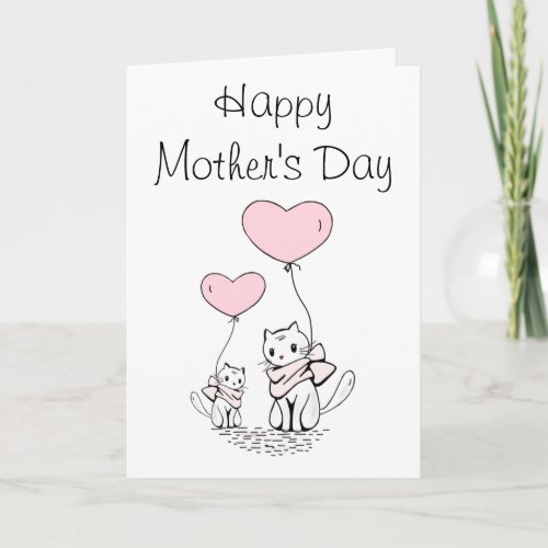 Cute Cat Mom and Baby Mothers Day Card