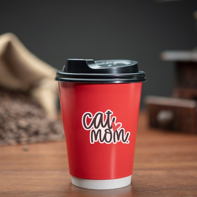Cute Cat Mom Contour Custom-Cut Sticker (This cute sticker is purr-fect for proud cat moms!)