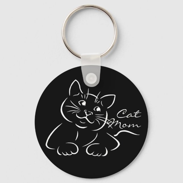 Cute Cat Mom Cool Cat Keychain (Front)