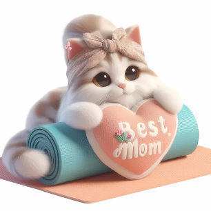 Cute Cat Mom Heart Pillow – Sweet Gift Decor