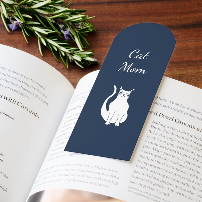 Cute Cat Mom Kitty Drawing Navy Blue  Bookmarks (Book)