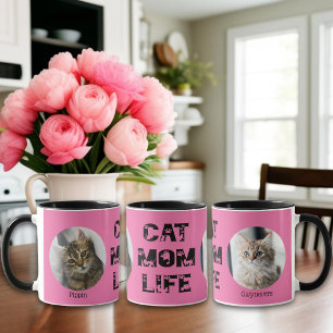 Cute Cat Mom Life Custom Pet Photo Mother's Day Mug