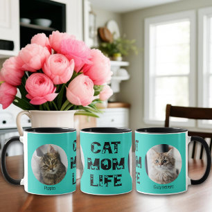 Cute Cat Mom Life Custom Pet Photo Mother's Day Mug