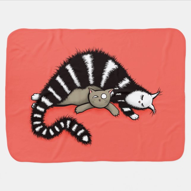 Cute Cat Mom Love Family Baby Blanket (Horizontal)