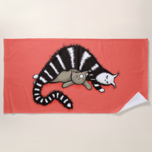 Cute Cat Mom Love Family Beach Towel