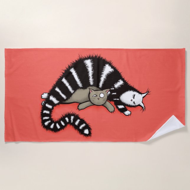 Cute Cat Mom Love Family Beach Towel (Front)