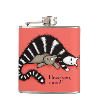 Cute Cat Mom Love Family Flask