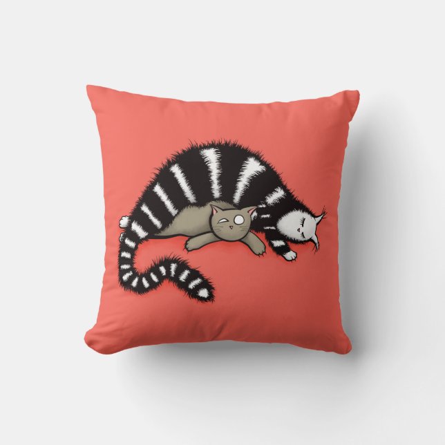 Cute Cat Mom Love Family Throw Pillow (Front)