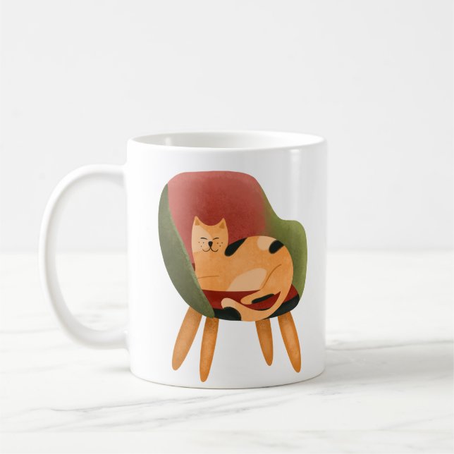 Cute Cat Mom Name Coffee Mug (Left)