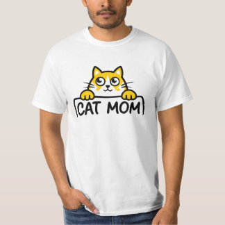 Cute "Cat Mom" Peeking Cat Cartoon T-Shirt