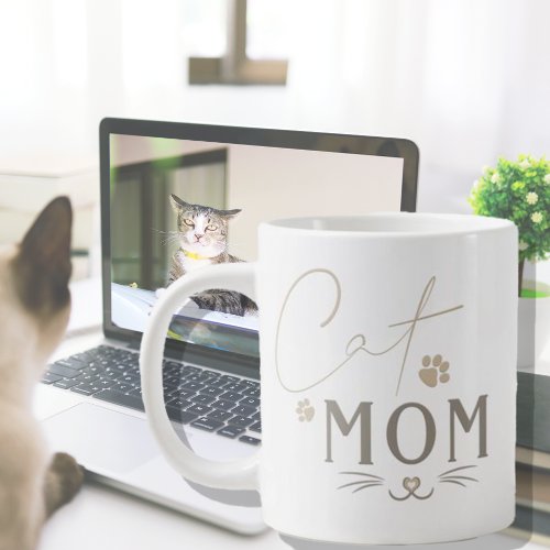 Cute Cat Mom Personalized Coffee Mug