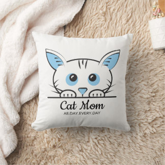 Cute Cat Mom Throw Pillow