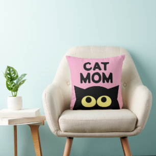 Cute Cat Mom throw pillow for cat lover