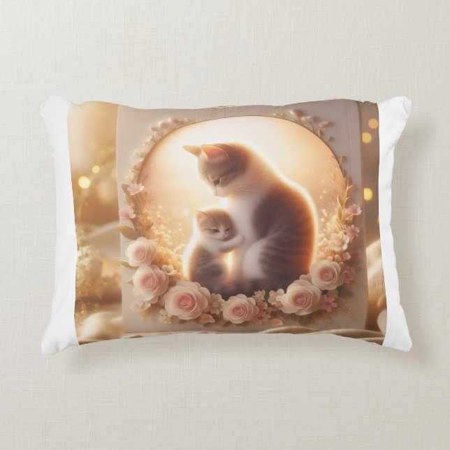 Cute Cat Mom Throw Pillow – Gift for Mom (Front)