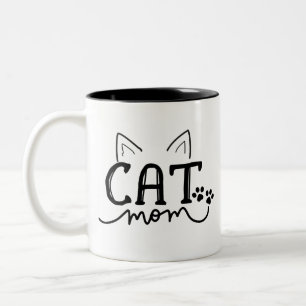 Cute Cat Mom Two-Tone Coffee Mug
