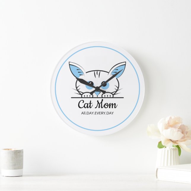 Cute Cat Mom Wall Clock (Home)