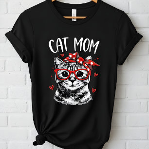 Cute Cat Mom with Glasses & Bandana Women's  T-Shirt