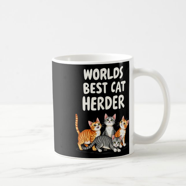 Cute Cat Mom Worlds Best Cat Herder Funny  Coffee Mug (Right)