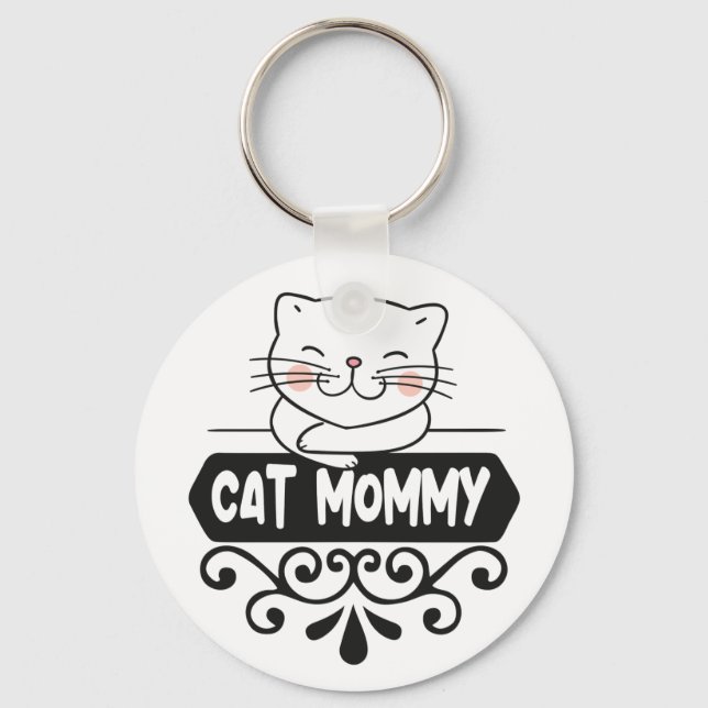 Cute Cat mommy pet animal lover Keychain (Front)