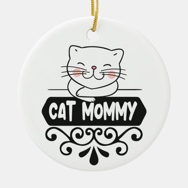 Cute Cat mommy pet animal lover photo Ceramic Ornament (Front)