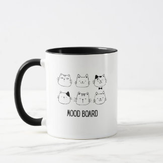 Cute Cat Mood Board Doodle Mug