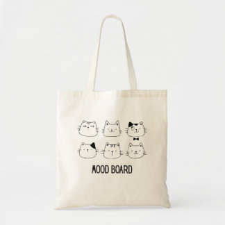 Cute Cat Mood Board Doodle Tote Bag