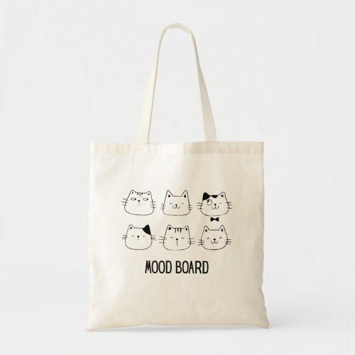 Cute Cat Mood Board Doodle Tote Bag