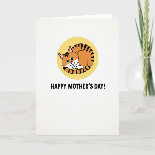 Cute Cat Mothers Day Art Card (Front)