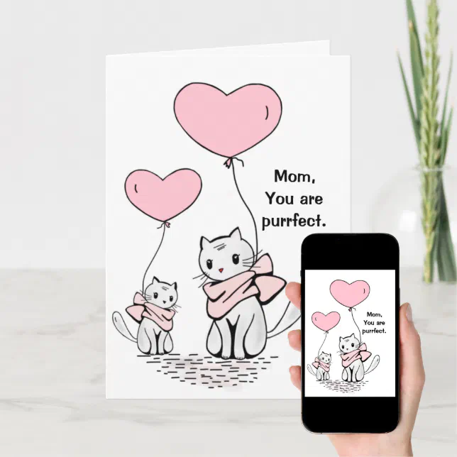 Cute Cat Mother s Day Card Zazzle